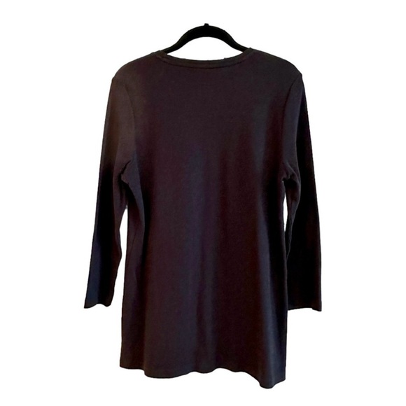 KIM ROGERS, PERFECTLY SOFT, WOMENS, BLACK, ROUND NECK, 3/4 SLEEVE, TUNIC. SIZE M - Picture 3 of 5
